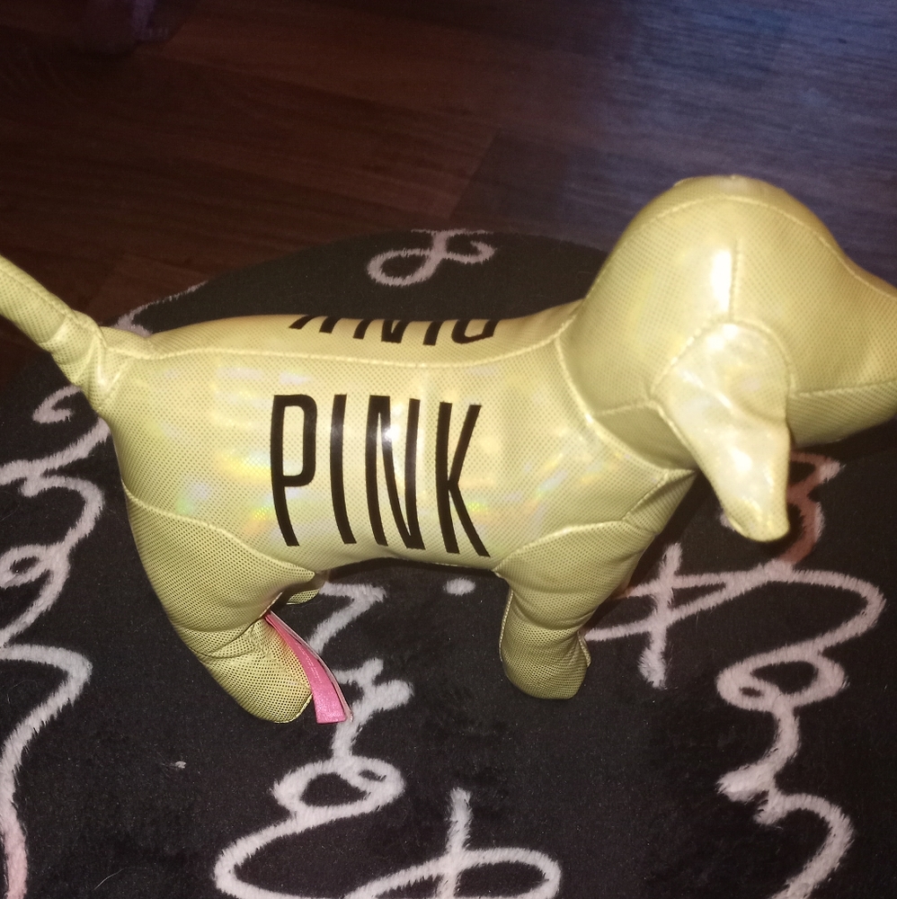 Pink plush dog